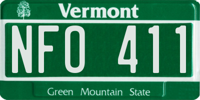 VT license plate NFO411
