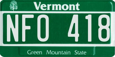 VT license plate NFO418