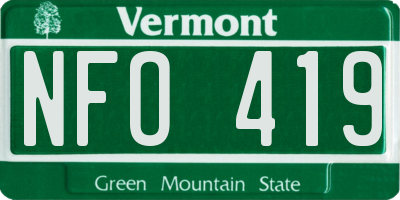 VT license plate NFO419