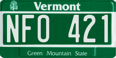 VT license plate NFO421