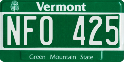 VT license plate NFO425