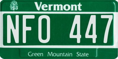 VT license plate NFO447