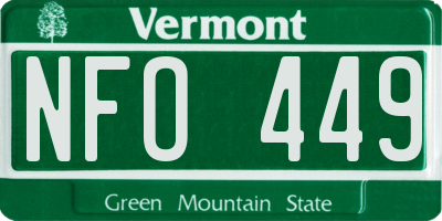 VT license plate NFO449