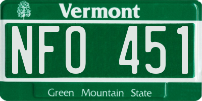 VT license plate NFO451