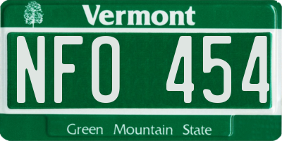 VT license plate NFO454