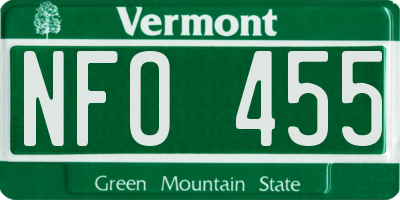 VT license plate NFO455