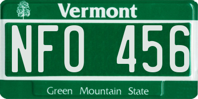 VT license plate NFO456