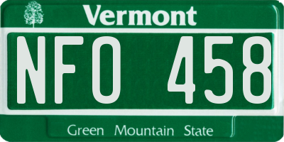 VT license plate NFO458
