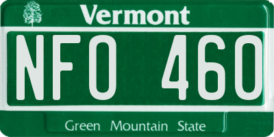 VT license plate NFO460