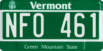 VT license plate NFO461