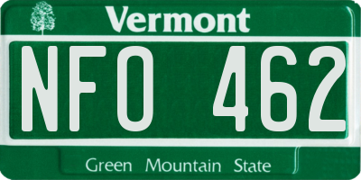 VT license plate NFO462