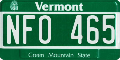VT license plate NFO465