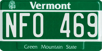 VT license plate NFO469