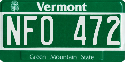 VT license plate NFO472