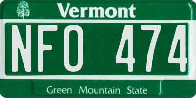 VT license plate NFO474