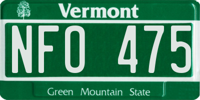VT license plate NFO475