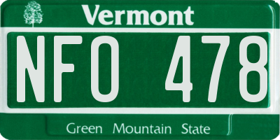 VT license plate NFO478