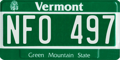 VT license plate NFO497