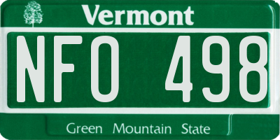 VT license plate NFO498