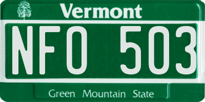 VT license plate NFO503