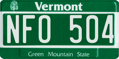 VT license plate NFO504
