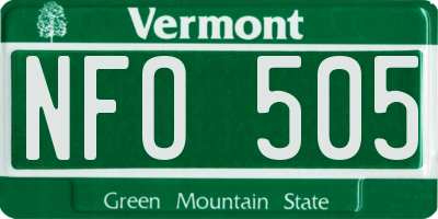 VT license plate NFO505