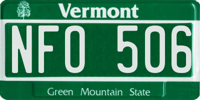 VT license plate NFO506