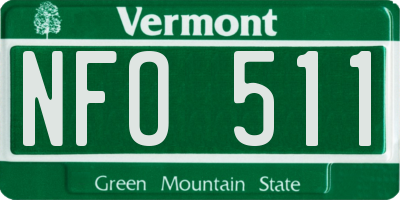 VT license plate NFO511