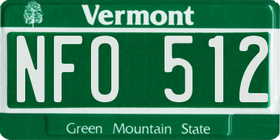 VT license plate NFO512