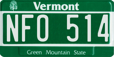 VT license plate NFO514