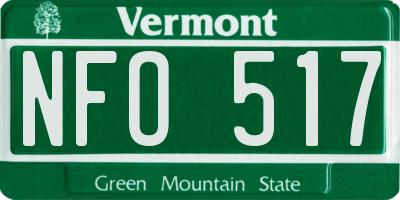 VT license plate NFO517