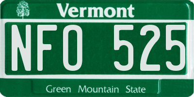 VT license plate NFO525