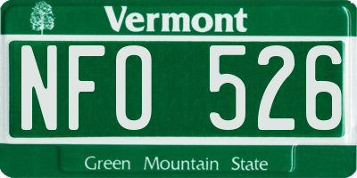 VT license plate NFO526