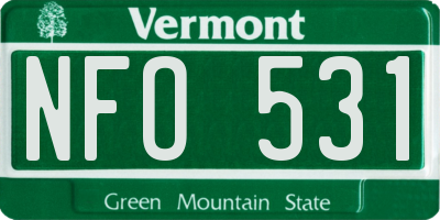 VT license plate NFO531