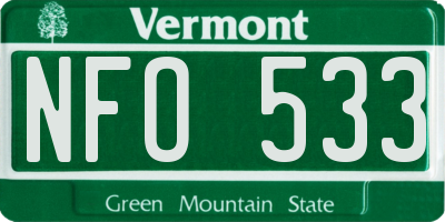 VT license plate NFO533