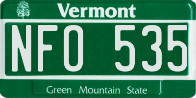 VT license plate NFO535