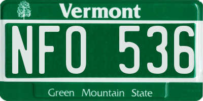 VT license plate NFO536