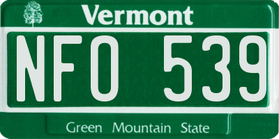 VT license plate NFO539
