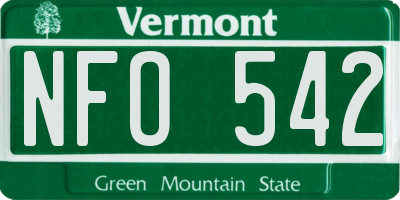 VT license plate NFO542
