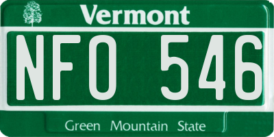 VT license plate NFO546