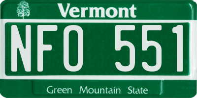 VT license plate NFO551