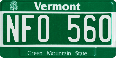 VT license plate NFO560