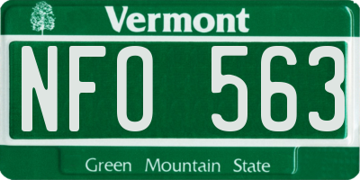 VT license plate NFO563