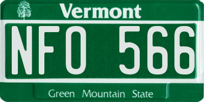 VT license plate NFO566