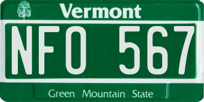 VT license plate NFO567