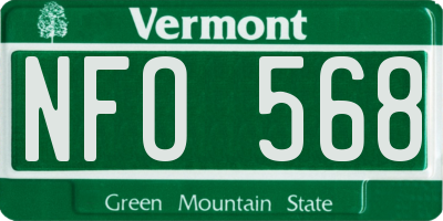VT license plate NFO568