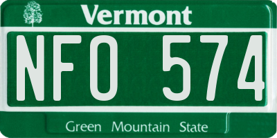 VT license plate NFO574