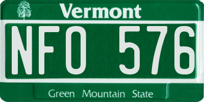 VT license plate NFO576