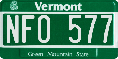 VT license plate NFO577