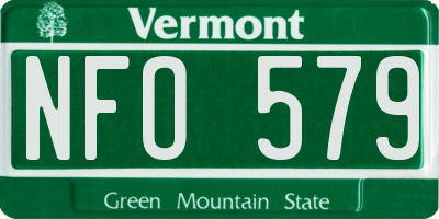 VT license plate NFO579